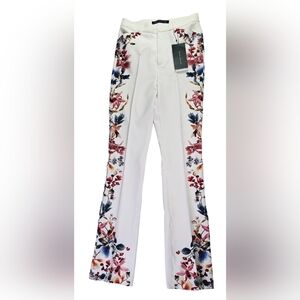 ZARA WOMEN FLORAL SIDE PRINTED FLARED TROUSERS SIZE XS NWT